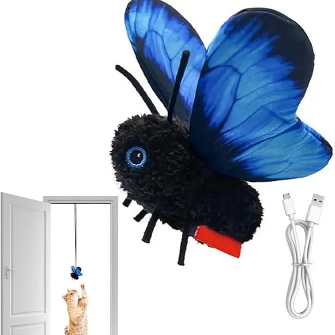 🐱🦋 Interactive Electric Cat Teaser Toy – Butterfly & Bluebird, 3 Smart Flying Modes, USB Rechargeable, Hanging with Washable Cover, Perfect for Indoor Cats 🎮🔋