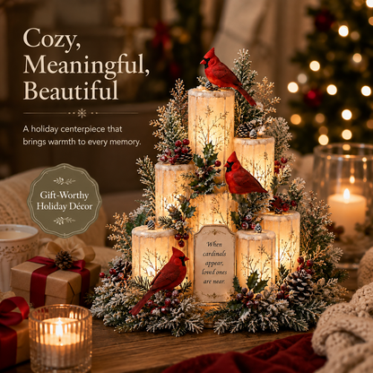 🔥Hot Sale - 50% OFF🔥🐦🕯️Cardinal Memorial LED Candle Centerpiece