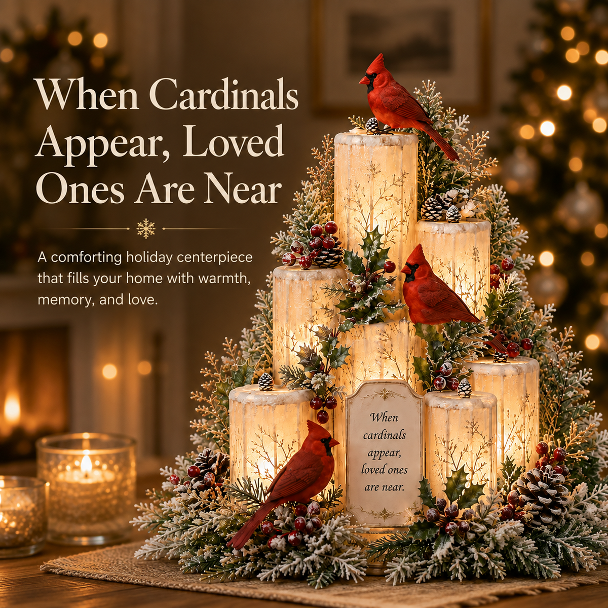 🔥Hot Sale - 50% OFF🔥🐦🕯️Cardinal Memorial LED Candle Centerpiece