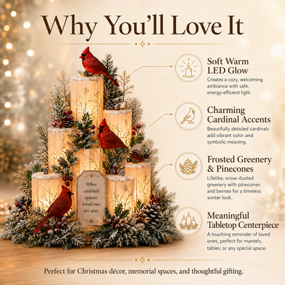 🔥Hot Sale - 50% OFF🔥🐦🕯️Cardinal Memorial LED Candle Centerpiece