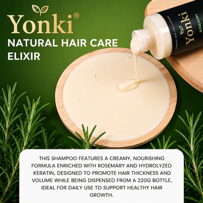 Yonki Rosemary Shampoo, Stimulate Regrowth for Thick Voluminous Hair