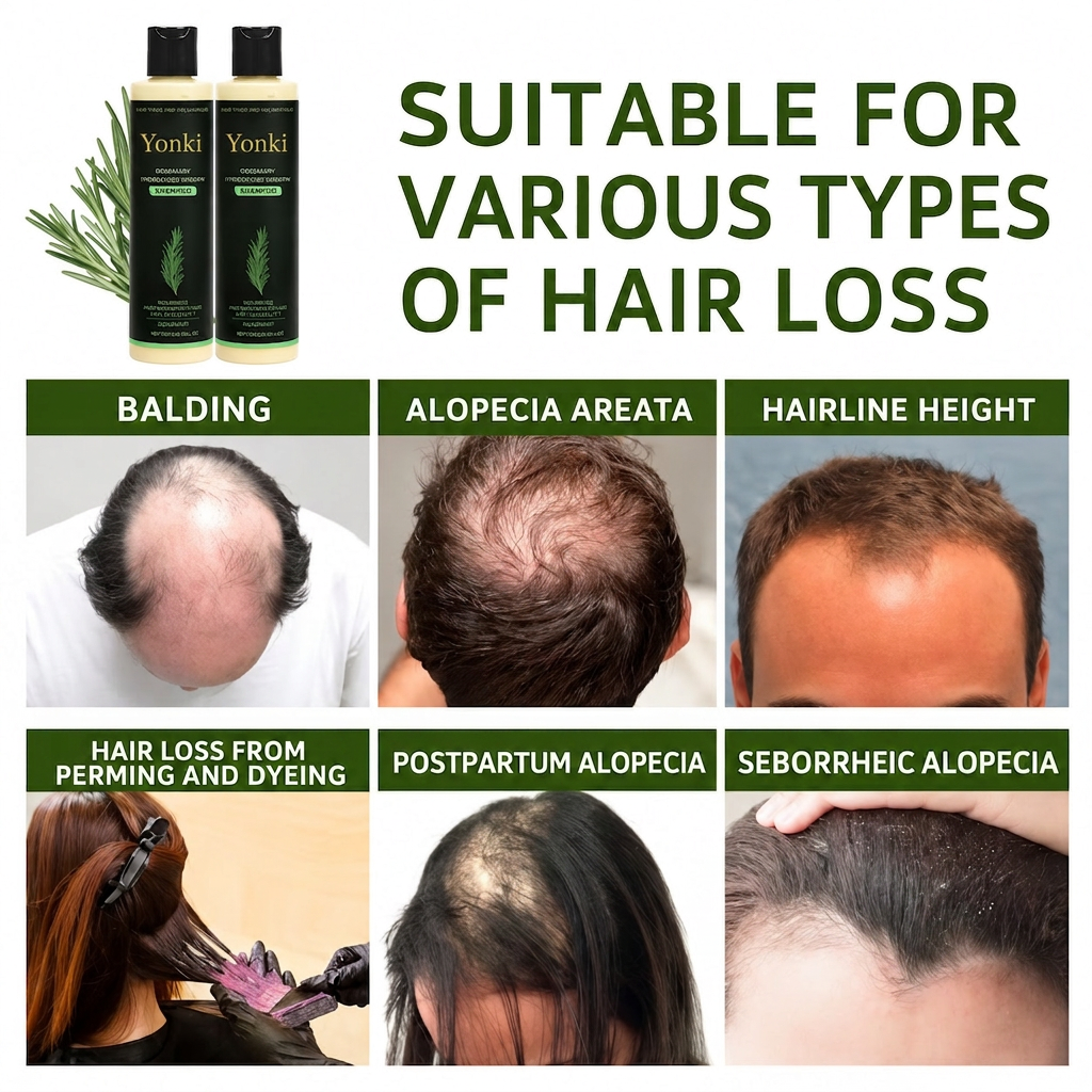 Yonki Rosemary Shampoo, Stimulate Regrowth for Thick Voluminous Hair