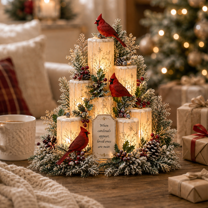 🔥Hot Sale - 50% OFF🔥🐦🕯️Cardinal Memorial LED Candle Centerpiece