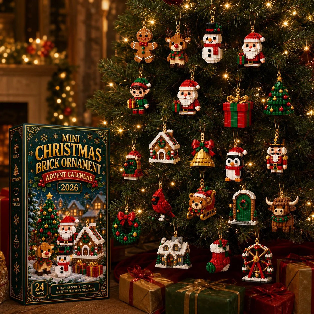 Last day to save 49% – 🎄 24-Day of 2D Mini Christmas Ornament Advent Calendar | 24 unique festive buildable designs with hanging loops—perfect for decorating Christmas trees, wreaths, and holiday displays 🧱