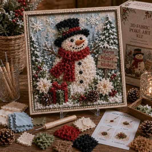 🔥 LAST DAY 50% OFF – 🎄 DIY 3D Fabric Poke Art Christmas Keepsake Kit – No-Sewing Holiday Craft with Display Stand ✨