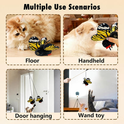 🐱🦋 Interactive Electric Cat Teaser Toy – Butterfly & Bluebird, 3 Smart Flying Modes, USB Rechargeable, Hanging with Washable Cover, Perfect for Indoor Cats 🎮🔋