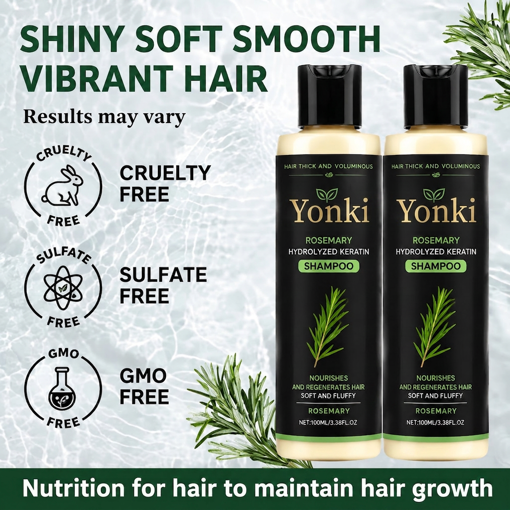 Yonki Rosemary Shampoo, Stimulate Regrowth for Thick Voluminous Hair
