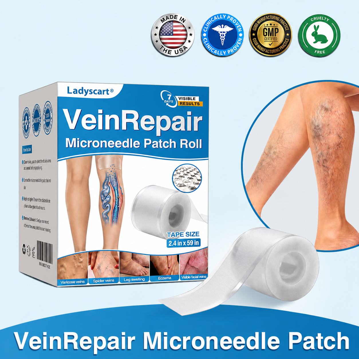 🇺🇸🥇🏆Ladyscart® VeinRepair Microneedle Patch Roll⚡Instant Relief, Long-Term Results