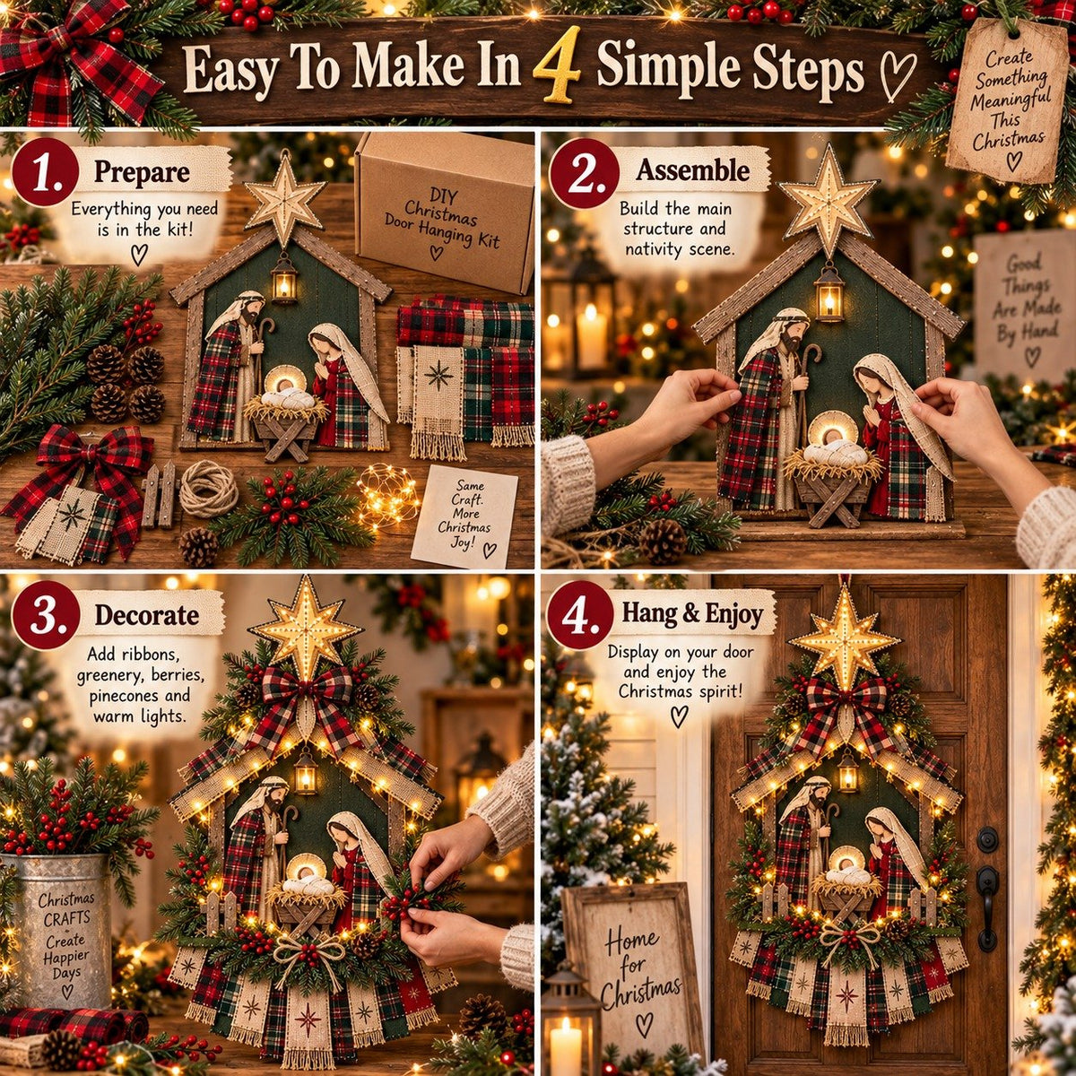 DIY Lighted Christmas Nativity Scene Door Hanging Kit🎄