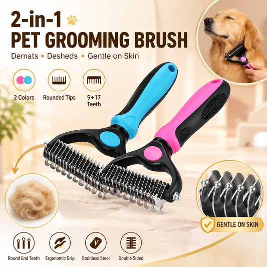 Ladyscart™ 95% Less Shedding Grooming Tool,2-in-1 Deshedding & Dematting Comb