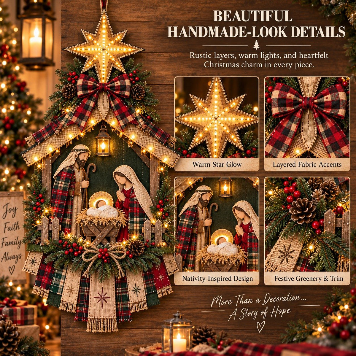 DIY Lighted Christmas Nativity Scene Door Hanging Kit🎄