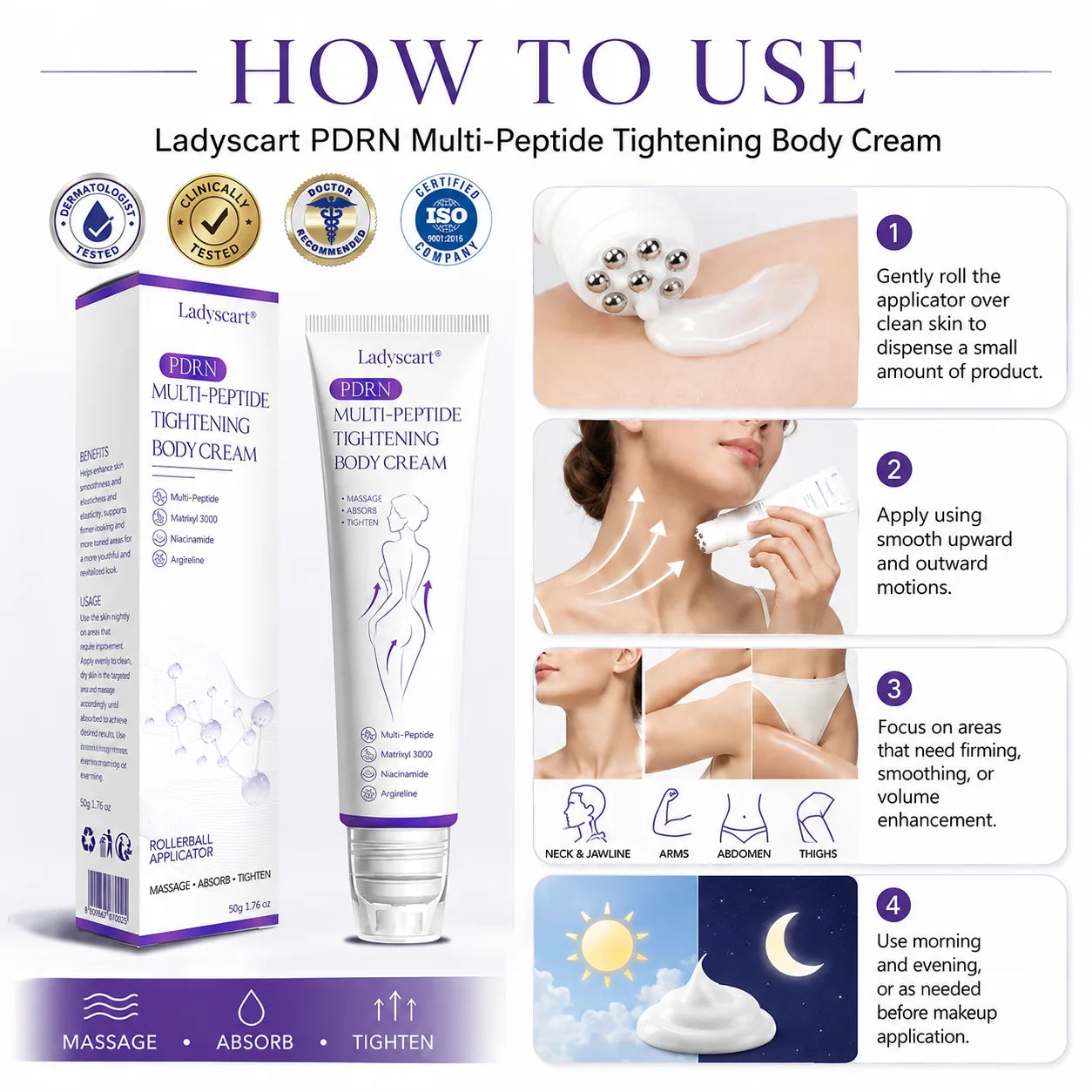 𝑶𝒇𝒇𝒊𝒄𝒊𝒂𝒍 𝑺𝒕𝒐𝒓𝒆| 𝐋𝐚𝐝𝐲𝐬𝐜𝐚𝐫𝐭® 𝐏𝐃𝐑𝐍 𝐌𝐮𝐥𝐭𝐢-𝐏𝐞𝐩𝐭𝐢𝐝𝐞 𝐌𝐚𝐬𝐬𝐚𝐠𝐢𝐧𝐠 𝐁𝐨𝐝𝐲 𝐑𝐨𝐥𝐥𝐞𝐫 𝐂𝐫𝐞𝐚𝐦-Anti-aging, Hydrating, Skin Firming & Lifting, Skin Repair, Even Tone, Acne and Dark Spot Treatment, Wart and Mole Removal, and Psoriasis Relief