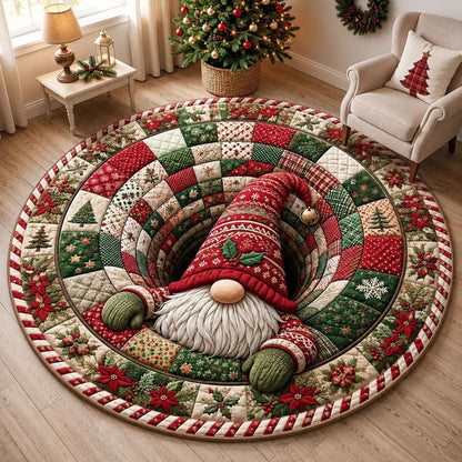 🎄3D Christmas Gnome Optical Illusion Round Rug | Fun Festive Home Decor Must‑Have⭐🏠🎁