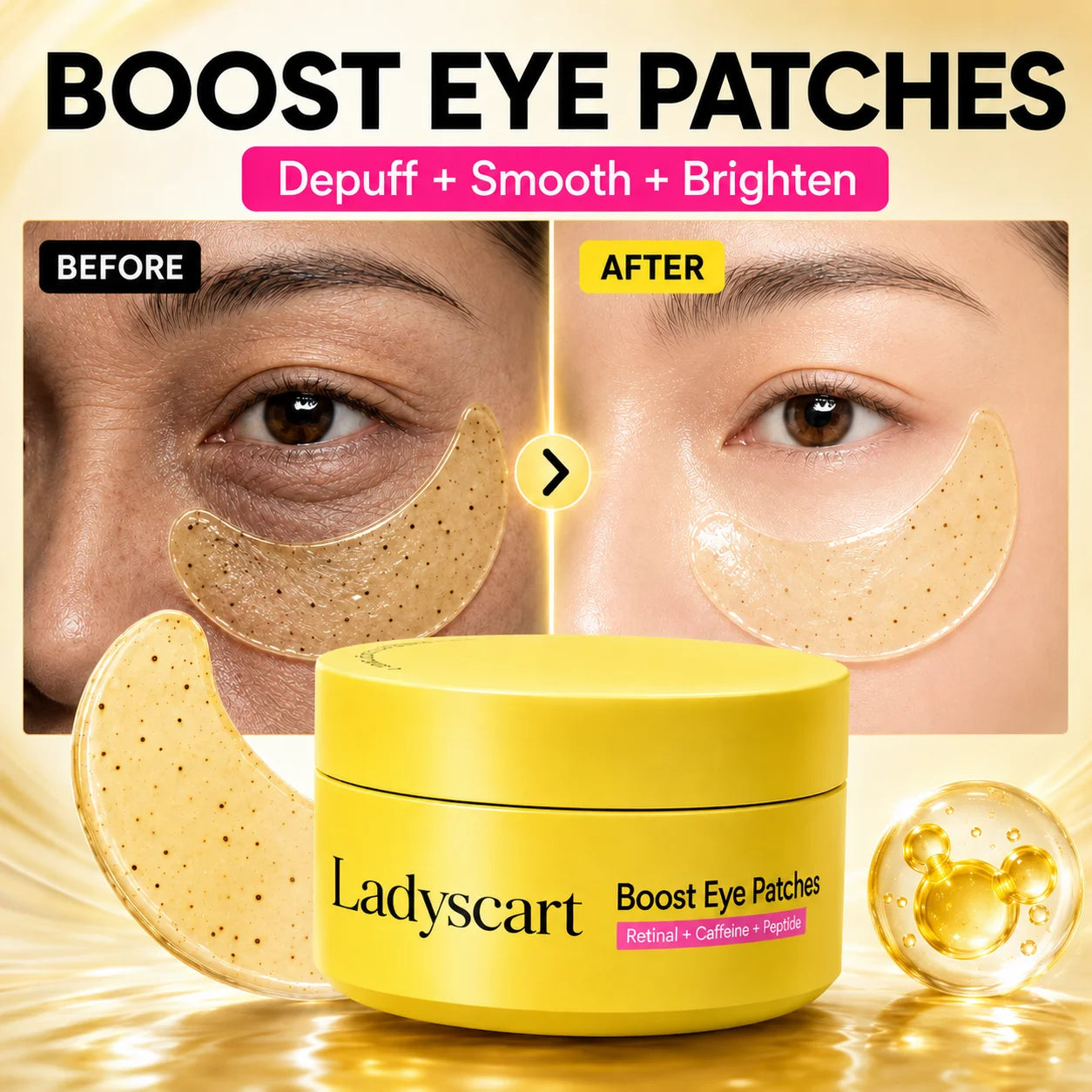 Ladyscart® Eye Care: Maximum Strength Against Bags & Dark Circles, 100% Gentle 🛡️💖