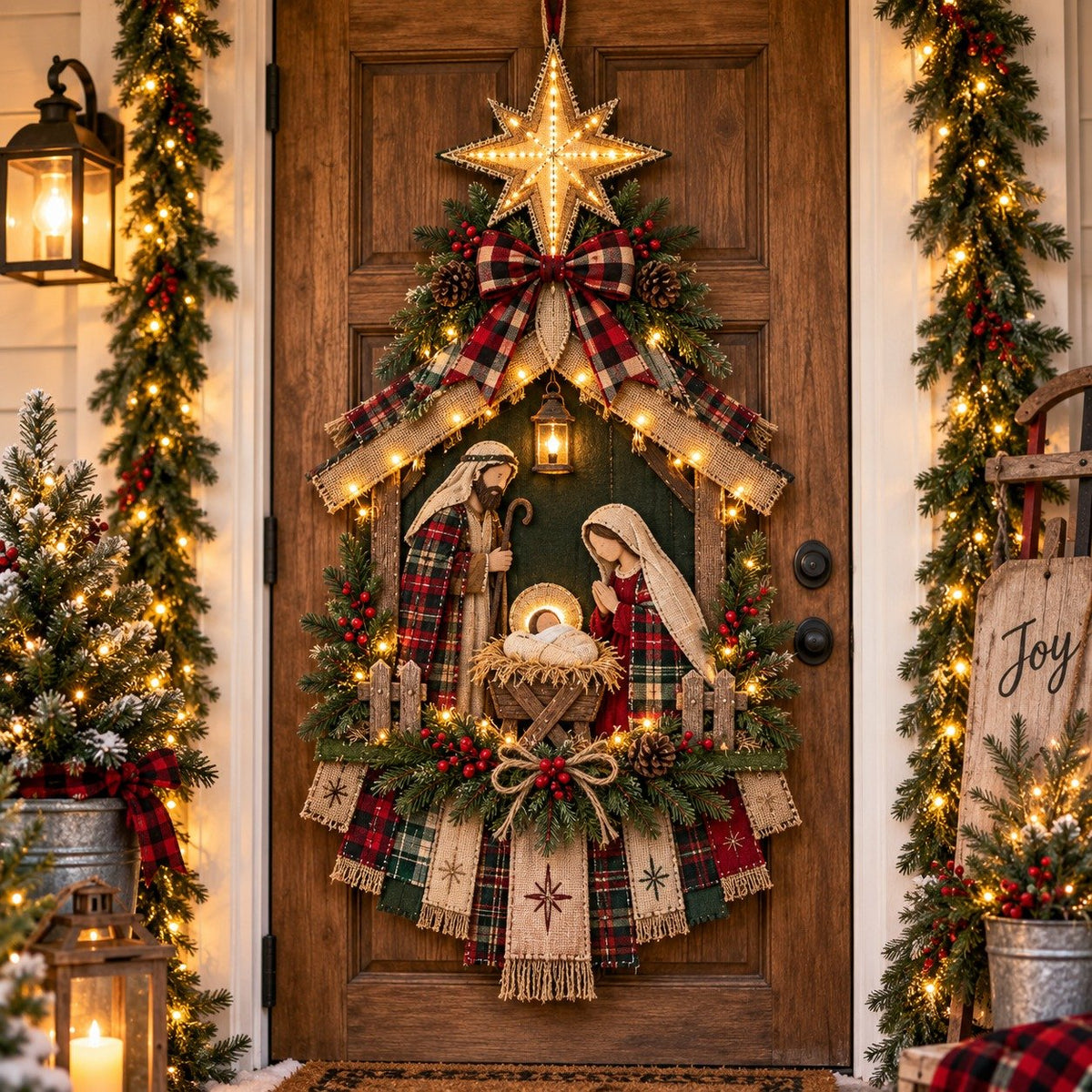 DIY Lighted Christmas Nativity Scene Door Hanging Kit🎄