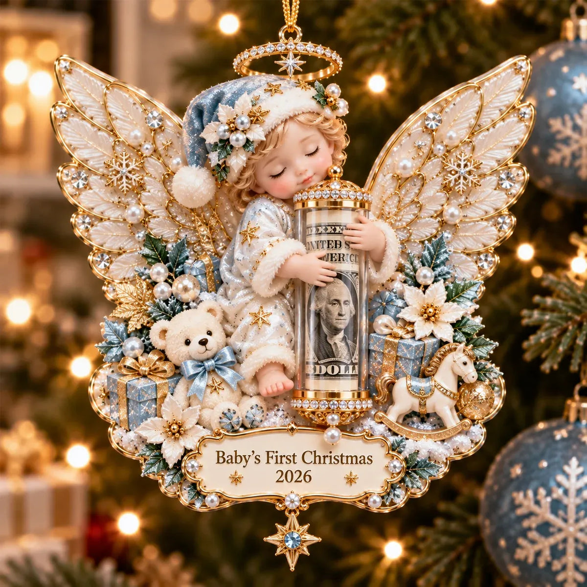 👼💵 3D Angel Christmas Cash Gift Ornament – Holiday Money Holder Keepsake ✨