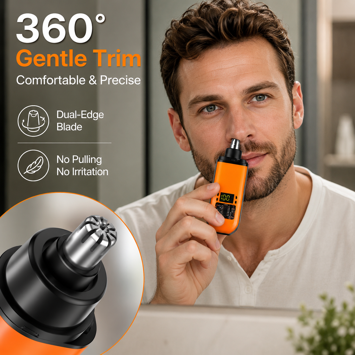 Ladyscart nose hair trimmer with 360 degree gentle trim design
