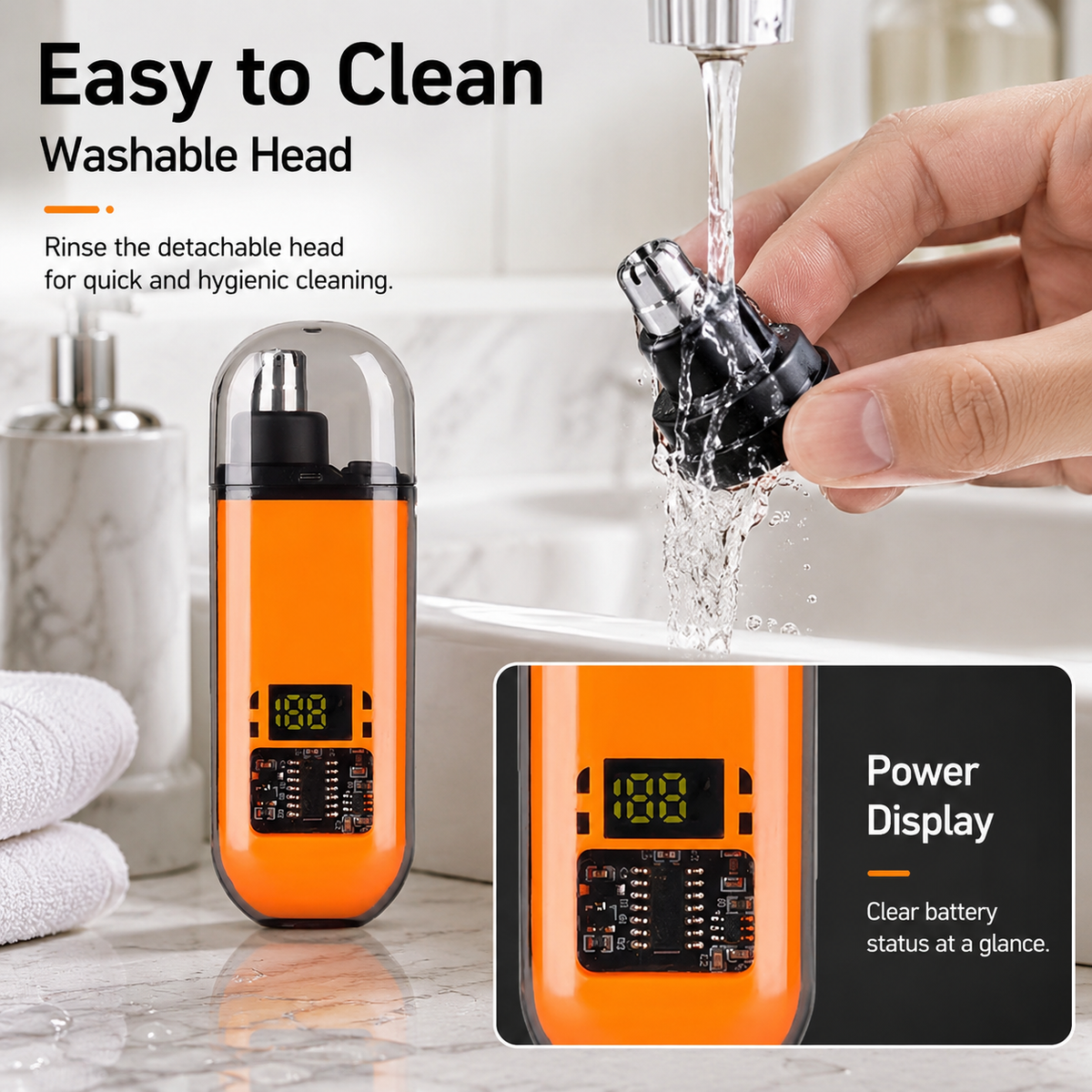 Washable detachable nose trimmer head