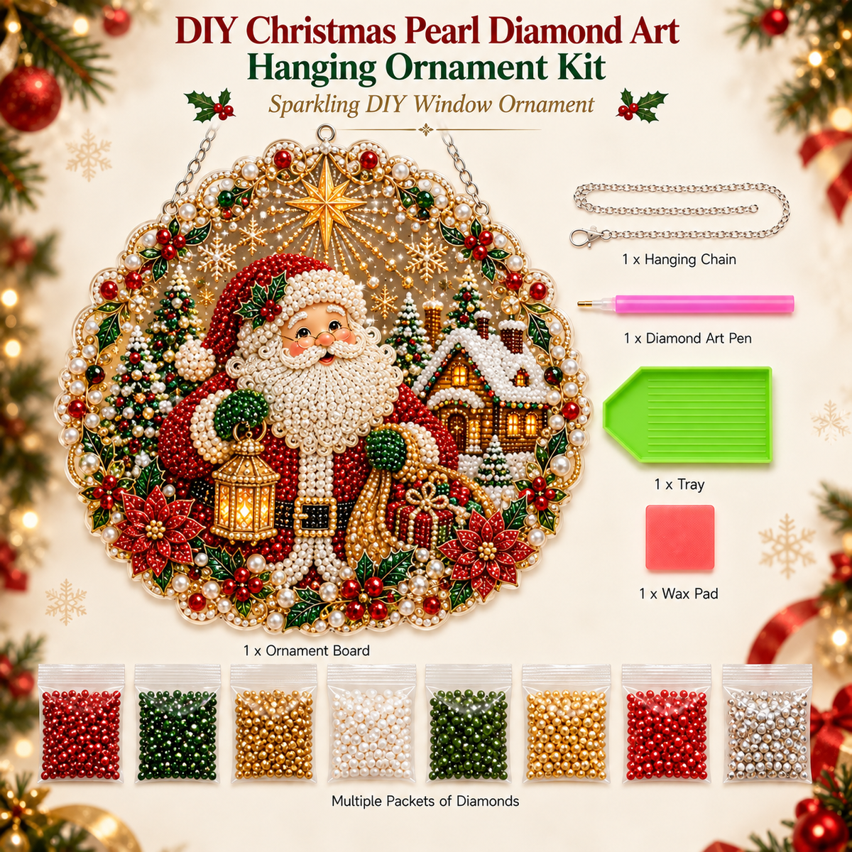 🎅✨DIY Christmas Pearl Diamond Art Hanging Ornament Kit