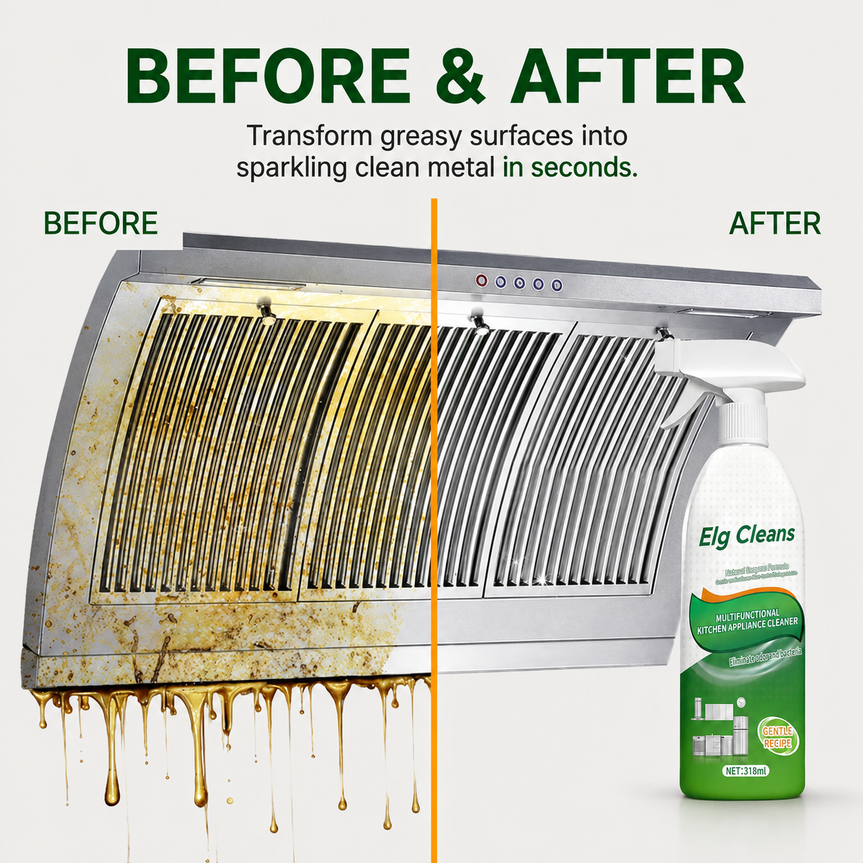 Discover the Elg Cleans Difference: Tough on Grease, Kind to Your Home.