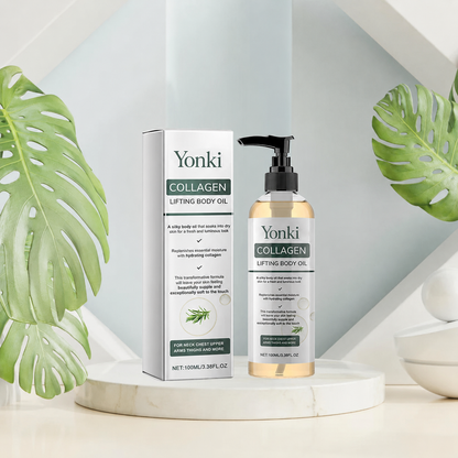Yonki Collagen Lifting Body Oil :Reduces skin sagging by 98% and refines texture within 24 hours.
