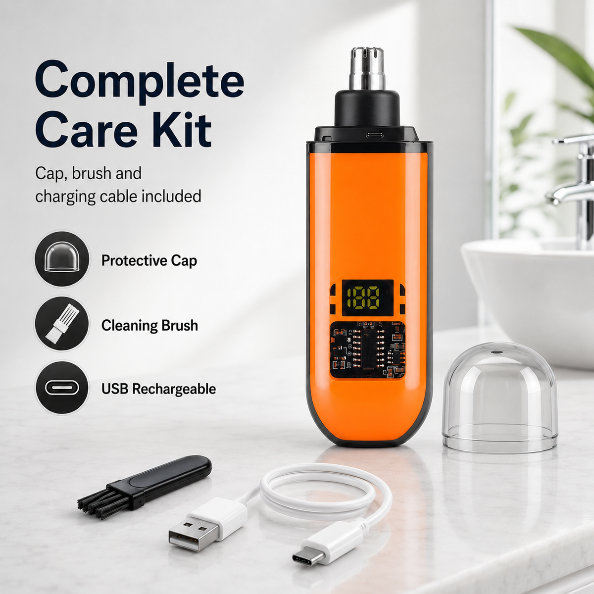 Ladyscart nose trimmer complete kit with cap brush and charging cable