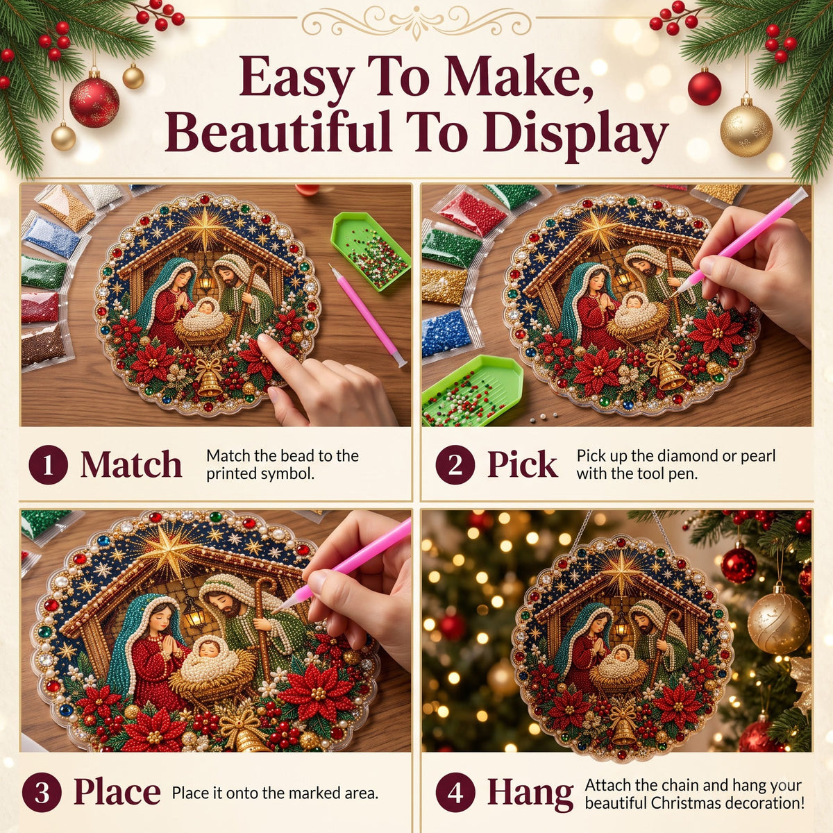 🎅✨DIY Christmas Pearl Diamond Art Hanging Ornament Kit