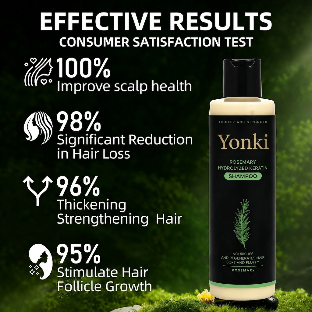 Yonki Rosemary Shampoo, Stimulate Regrowth for Thick Voluminous Hair