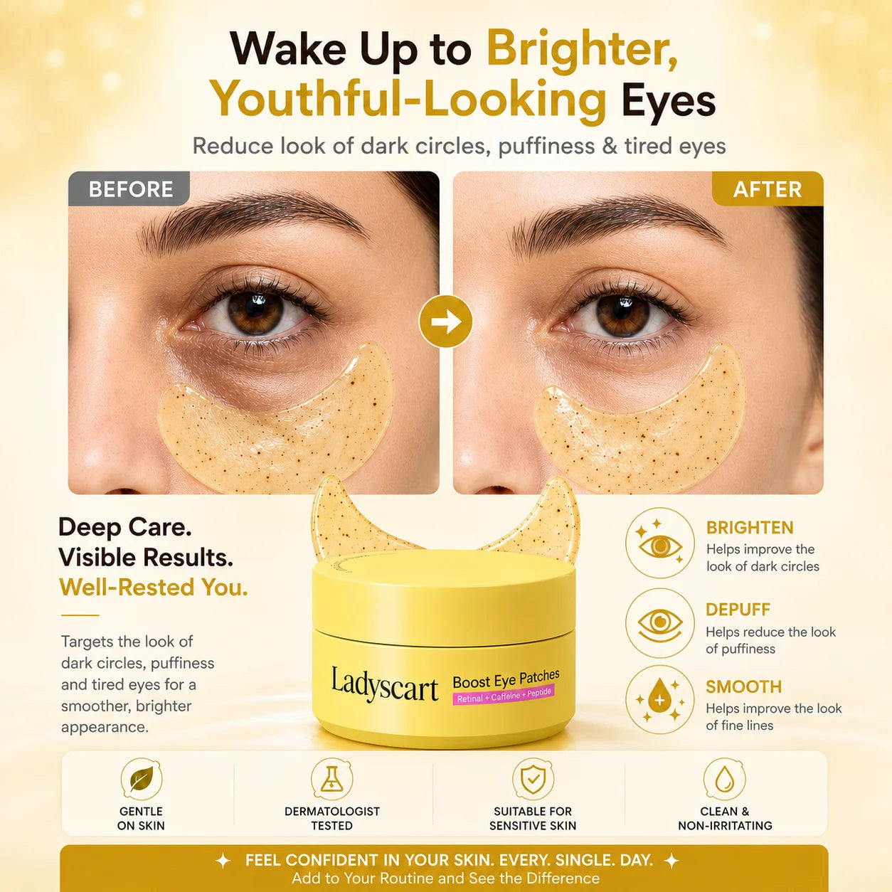 Ladyscart® Eye Care: Maximum Strength Against Bags & Dark Circles, 100% Gentle 🛡️💖