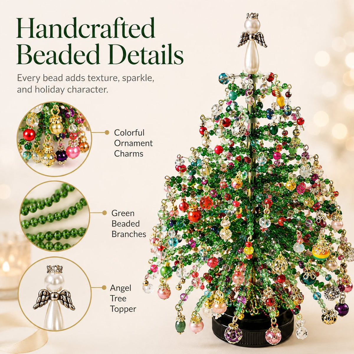 Finished beaded Christmas tree decoration